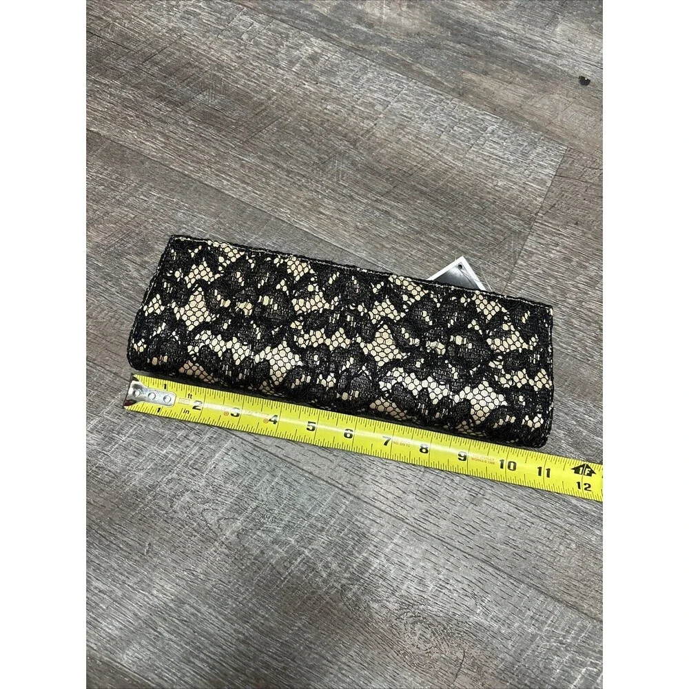 Aspects New York Lisette Black Lace Clutch Purse Zip Lined NEW Rhinestones